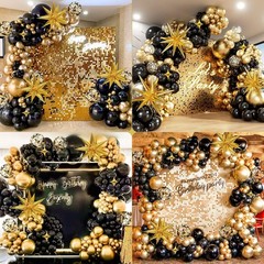 Black and Gold Balloon Arch Kit 117 PCS, Gold and Black Party Decorations, 20…