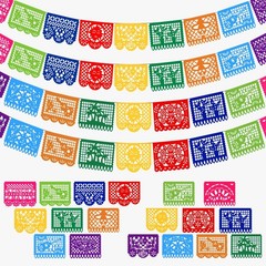 4 Pack Mexican Party Banner, 72 FT Long Plastic Papel Picado Decorations, Bal…
