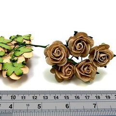 1″or2.5cm Mixed Earthy Brown Open Rose Paper Flowers Wedding Scrapbook (R6-827)