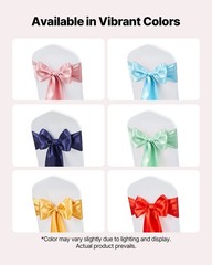 7x108inch Red Satin Chair Sashes, 100PCS Ribbon Ties for Events & Party Decor