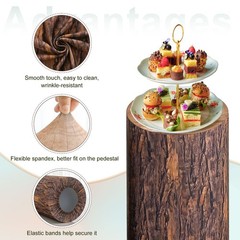 3 Set Cylinder Spandex Stand Covers Wooden Texture Elastic Fabric-Large