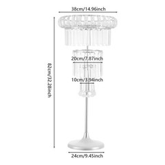 2Pc Silver Acrylic & Iron 4-Tier Free-Standing Flower Stand 82cm Wedding
