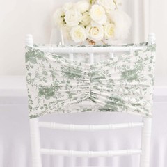 5 Dusty Sage Floral Spandex Ruffled CHAIR SASHES Wedding Party Home Decorations