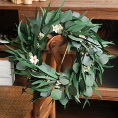 16 inch Preserved Eucalyptus Wreath – Medium-Sized Natural Handcrafted