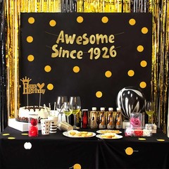 Pre-Strung Awesome Since 1926 Gold Glitter Banner – Funny 100th Birthday Deco…