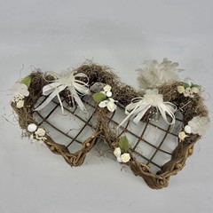 Rustic Grapevine Twig Double Heart Wall Decor Wedding Bridal Basket Centerpiece