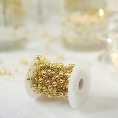 100 ft GOLD Artificial Pearl Beads String GARLAND ROLL Party Event Decorations