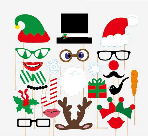Christmas Photo Booth Props, 24 pcs, Attached NO DIY NEEDED, Ships Fast US