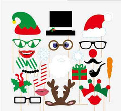 Christmas Photo Booth Props, 24 pcs, Attached NO DIY NEEDED, Ships Fast US