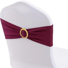 Reusable Dark Burgundy Chair Sashes 50 Count with Gold Buckles for Celebrations