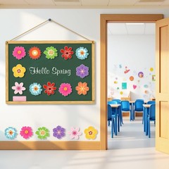 Konsait Flower Cutouts, 63Pcs Colorful Flower Paper Cutouts for Bulletin Boar…