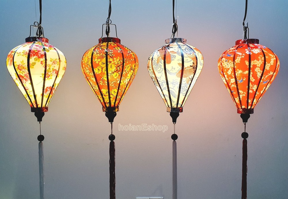 Vietnamese Hoi An Silk Lanterns for tea party decorations – Set 4 pcs lanterns