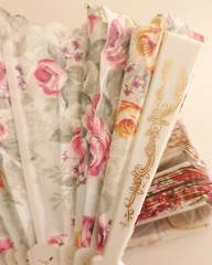 Party Supplies: Floral Fans Decorative Functional Wedding Party Socialite Vtg