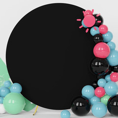 Fomcet 7.2FT round Backdrop – Black Wedding Arch Cover for Circle Balloon Arch F