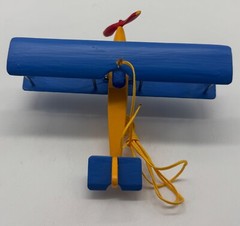 Hanging Airplane, Blue Yellow, Nursery Decor, Decorative Wooden Airplane