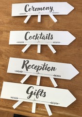 4 Wedding Bride Table Direction Sign Arrow Gifts Cocktails Ceremony Reception