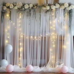 10ft X 10ft Tulle Backdrop Curtain for 10ft x 10ft(2 Panels 5*10ft) White