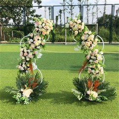 2X White Hoop Pillar Flower Stand Metal Wedding Arch Party Stage Photo Backdrops
