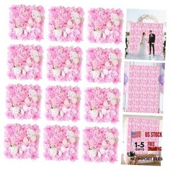 Artificial Silk Flower Wall Panel Pink Decorative Floral Pink&flower1