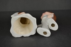 Atlantic Mold Vintage 9” Bride and Groom Blue Eyes/Brown Eyes Ceramic Figures