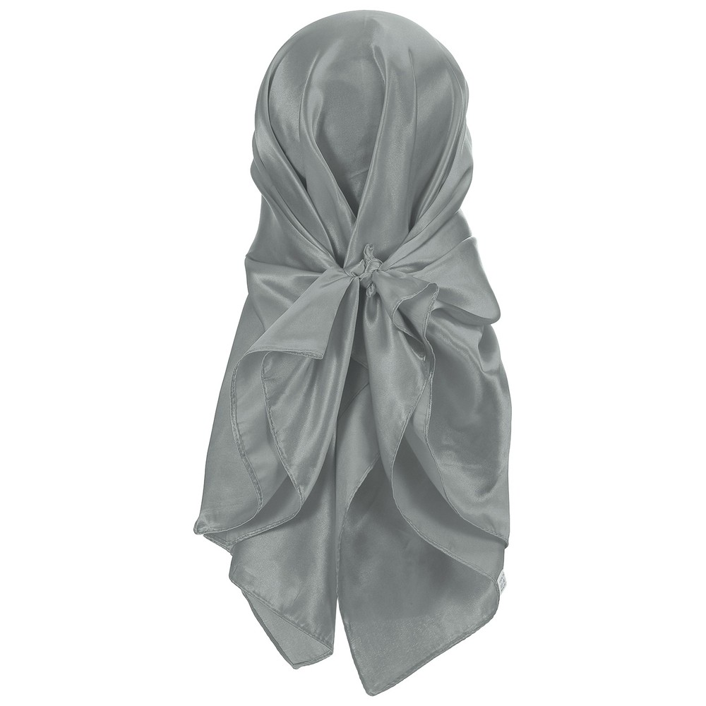 35 Inch Square Satin Head Scarf Silk Feeling Hair Scarf, Dark Grey