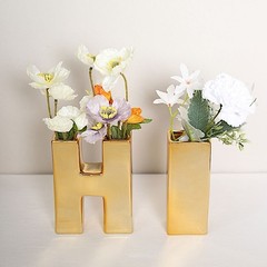 GOLD 6″ Ceramic D Symbol Flower VASE Table Centerpiece Party Events Decorations