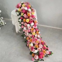 Satikf Artificial Rose Table Runner Flower Row Wedding Backdrop Arch Decor 🌹