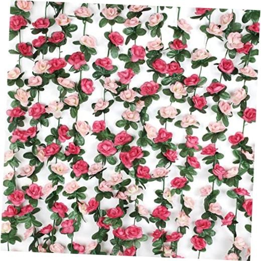 2Pcs 16.4Ft Fake Flower Garland Artificial Rose Vines | Pink Faux Flower