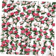 2Pcs 16.4Ft Fake Flower Garland Artificial Rose Vines | Pink Faux Flower