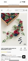 Ling’s Moment Burgundy Navy Flower Runner, fabric arch & table linen & candles