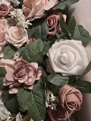 Ling’s Moment Backdrop Stands with Flowers – 7.2FT, 6FT Set of 2, Dusty Rose
