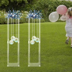 2Pcs Wedding Centerpieces Stand Wedding Flower Stand w/ Hanging Candle Holders