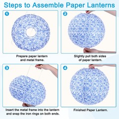 12 Inch Paper Lanterns, 12Pcs Hanging Decorative Lantern Blue White