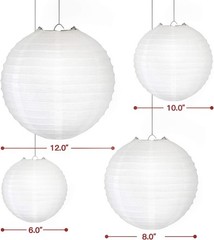 10 Pcs 12 inch White Paper Lanterns Great Chinese/Japanese Decorations
