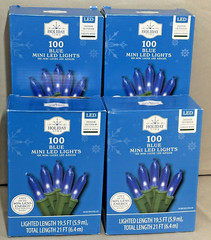 Holiday Time LED Mini Light 100 Blue Green Wire Save Energy 21ft Lot Of 4