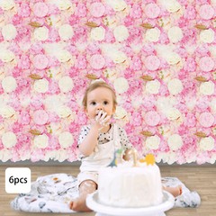 6pcs Artificial Flower Wall Panels Decorative Faux Hydrangea Floral Wall Mat Pad