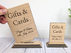 Personalised ‘Gifts & Cards’ Wooden Sign for Weddings and Parties