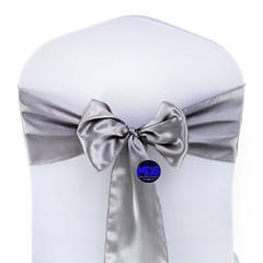 100 SILVER GREY Satin Chair Sashes Bows Wedding Party Banquet Event DIY Décor