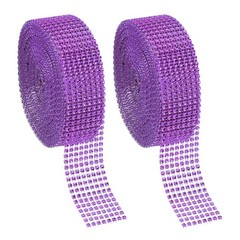 2 Roll 1.5″x20 Yard Crystal Rhinestones Mesh Ribbon Purple (4mm)