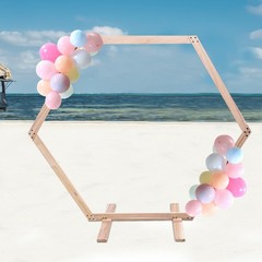 Wood Hexagon Arch Backdrop Stand 7.1 FT Hexagon Wood Wedding Arch Frame Decor