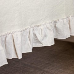 Retro Farmhouse Ruffle Tablecloth Cotton Flounces Trim Washable Table Cover T…