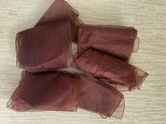 New 6 Brown & 6 Used Brown Organza Chair Bows (9 Inches by 10 Feet)