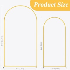 NEW! Set of 2 Gold Metal Arches, Backdrop Wedding/Party Decor (7.2FT/6FT)