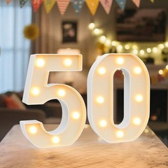LED Marquee Light Up Numbers Sign – Lighted Birthday Number 50 Warm White