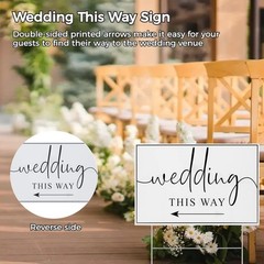 Wedding Direction Signs – 3 Pack Plastic Arrow Signs with H Stakes, Double-Sided