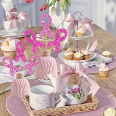 Pink Ribbon Centerpiece Sticks Breast Cancer Awareness Party Decorations 12PC…
