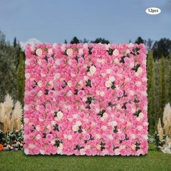 12 Pcs Pink Flower Wall Decor, 3D Silk Rose Floral Artificial Flower Wall