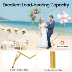 6.89ft Love Heart Shaped Frame Display Arch Kit Gold Metal Balloon Stand