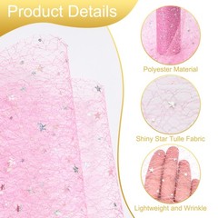 Moon & Star Tulle Rolls Fabric, 6″ x 10 Yard Nylon Tulle Ribbon, Pink