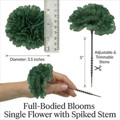 Larksilk Emerald Carnations, Fake Flowers, 100 Pack for Events, Weddings, DIY